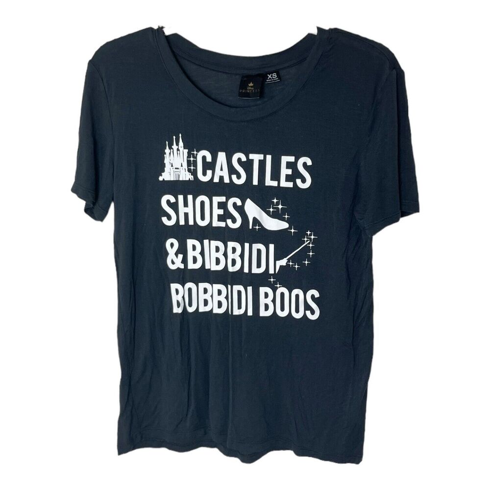Disney Castles Shoes Bibbidi Bobbidi Boos Women's Black T Shirt XS
